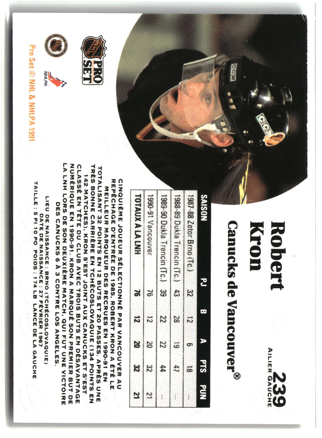 Robert Kron 1991-92 Pro Set French #239