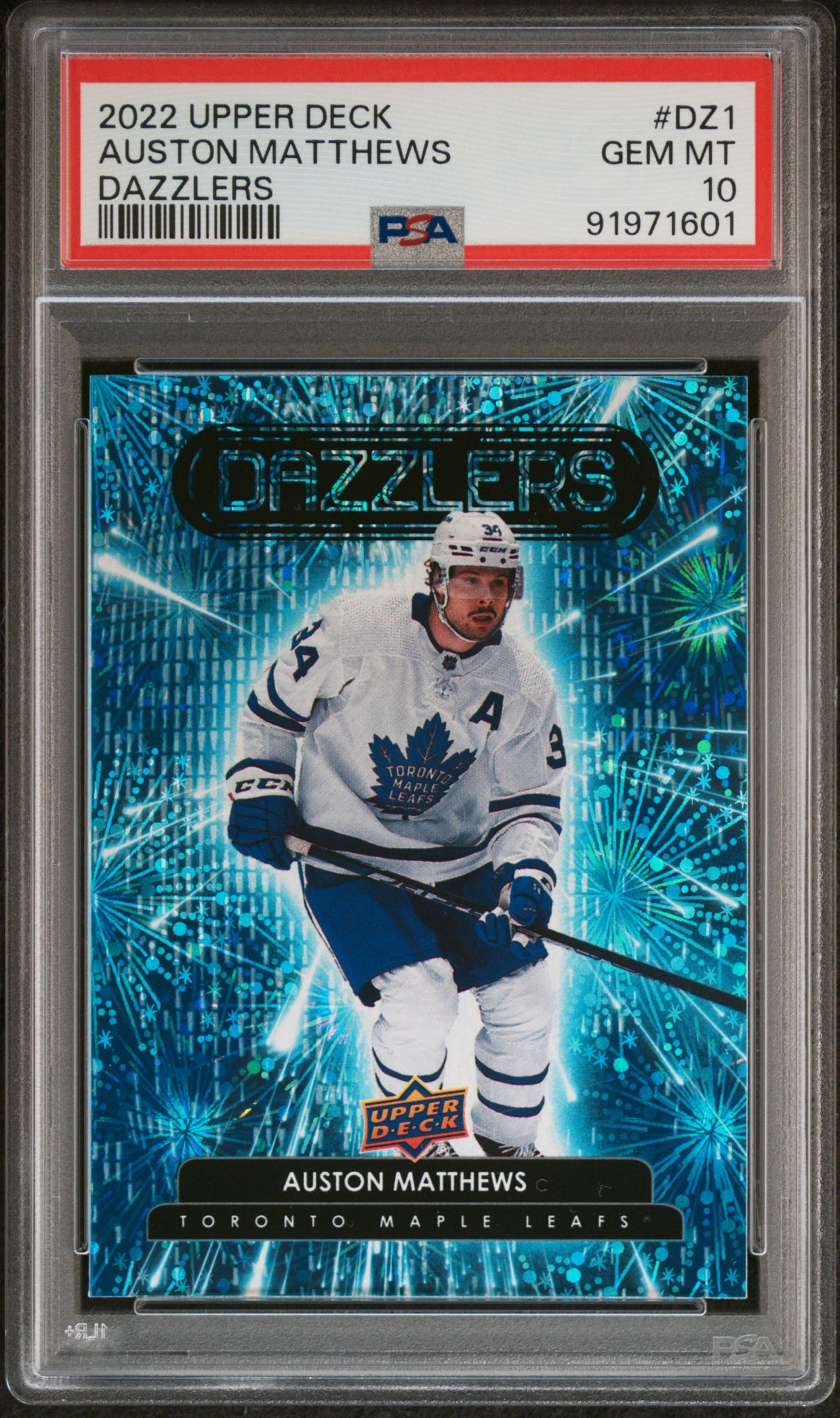 Auston Matthews 2022-23 Upper Deck Dazzlers Blue #DZ-1 PSA 10