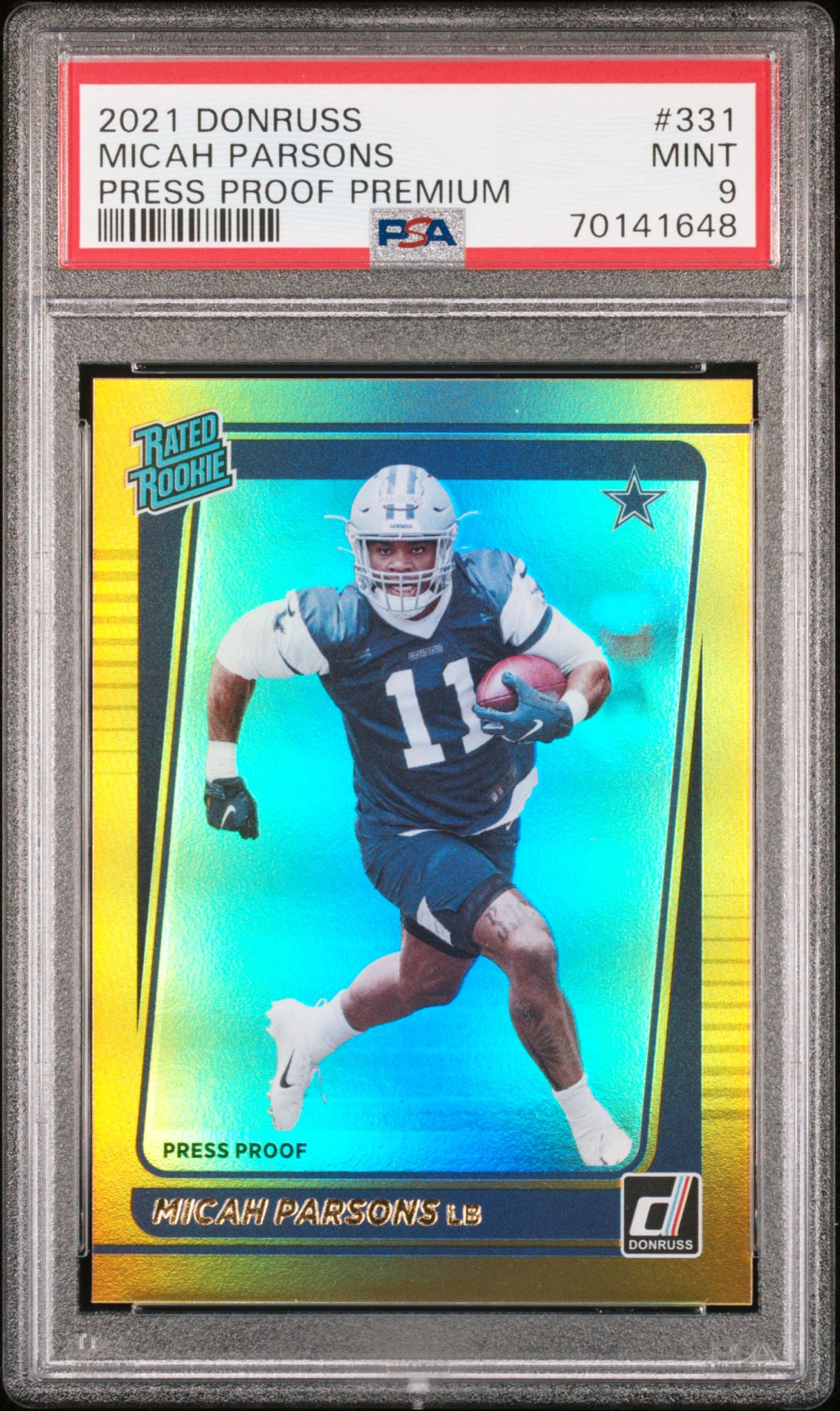 Micah Parsons 2021 Donruss Press Proof Premium #331 PSA 9