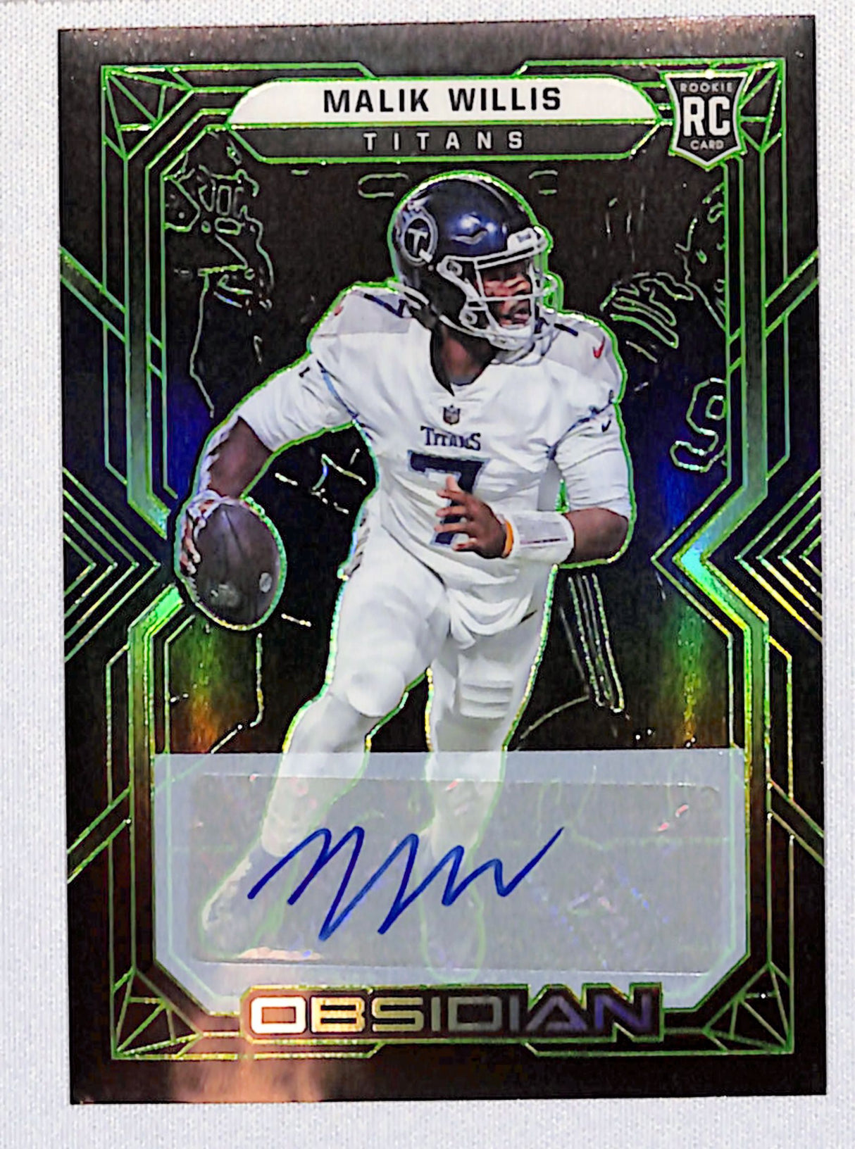 Malik Willis 2022 Panini Obsidian Rookie Autos Electric Etch Green #102 #/50