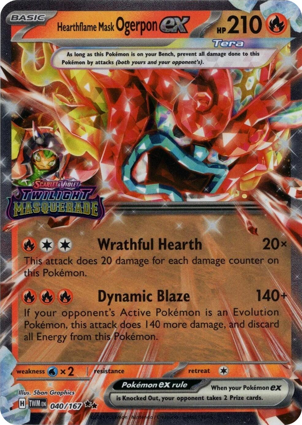Hearthflame Mask Ogerpon ex (Twilight Masquerade Stamp) [MCAP - 040/167]