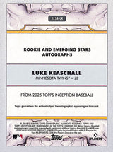 Luke Keaschall 2025 Topps Inception Rookie and Emerging Stars Auto /199 #RESA-LK