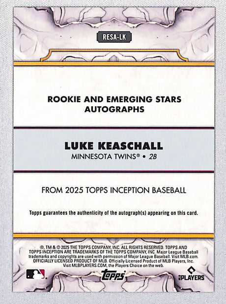 Luke Keaschall 2025 Topps Inception Rookie and Emerging Stars Auto /199 #RESA-LK