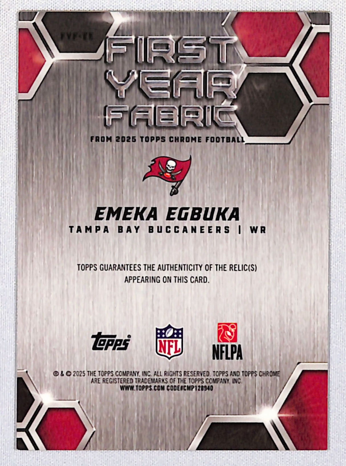 Emeka Egbuka 2025 Topps Chrome First Year Fabric #FYF-EE
