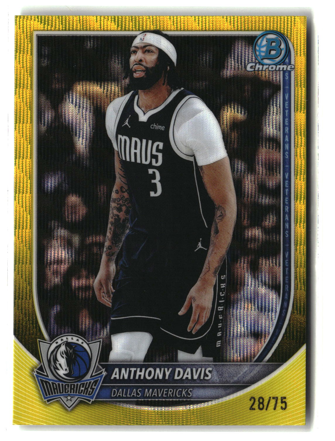 Anthony Davis 2025-26 Bowman Chrome Yellow Wave Refractors #BCV-131 #/75