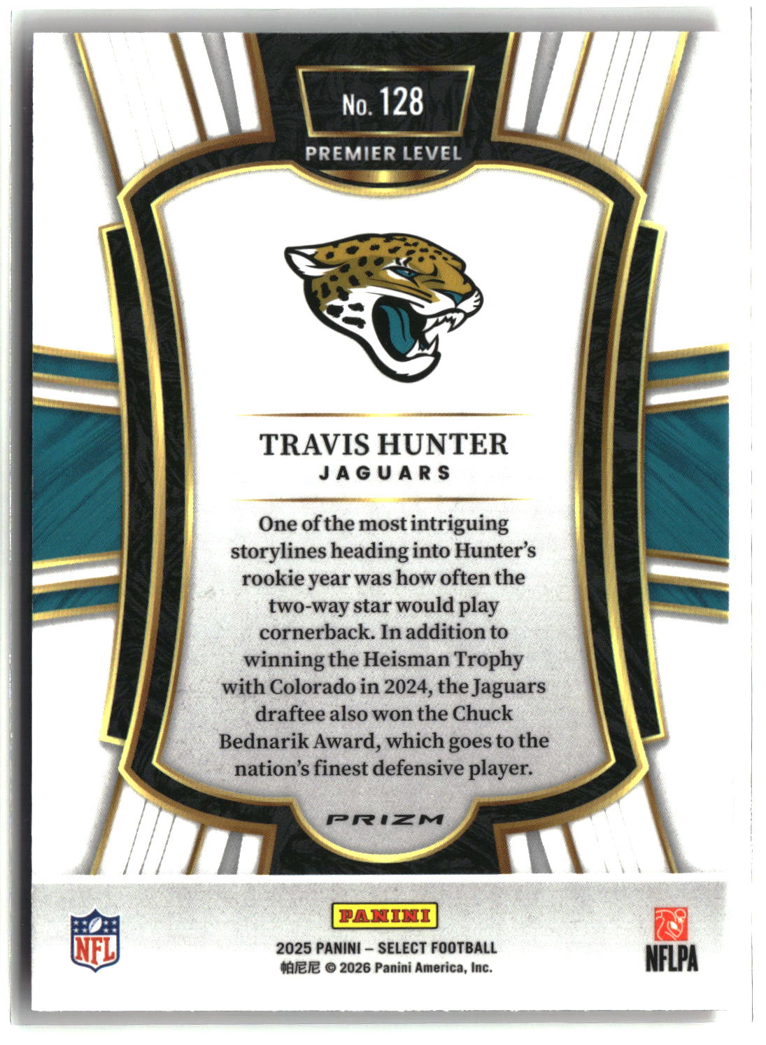 Travis Hunter 2025 Panini Select Pink Prizm Shock #128