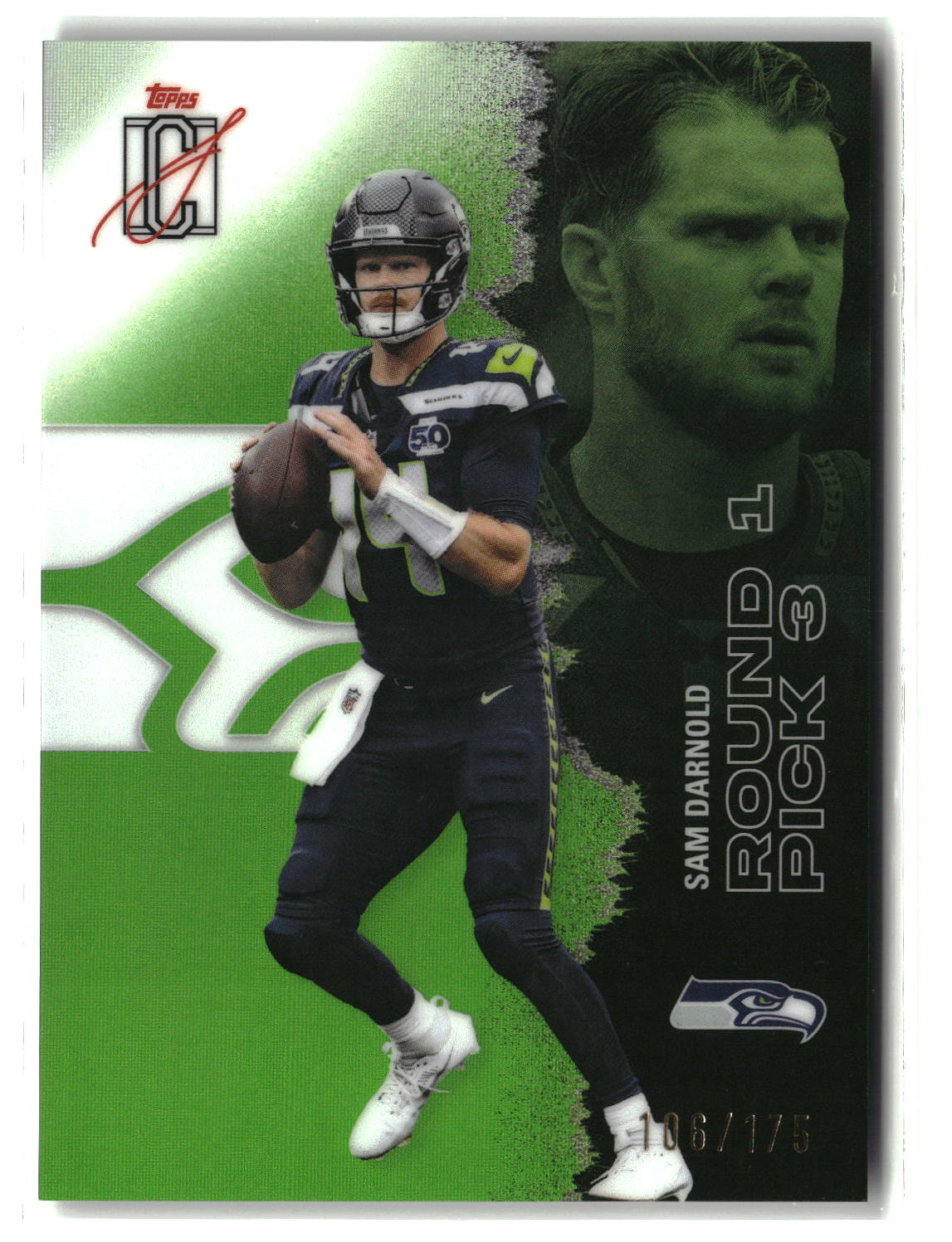 Sam Darnold 2025 Topps Signature Class Chrome Lime Green Refractor #47 #/175