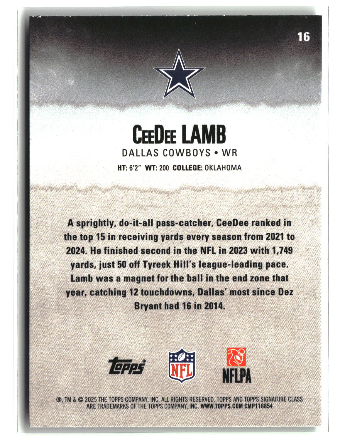 CeeDee Lamb 2025 Topps Signature Class Lime Green #16 #/175
