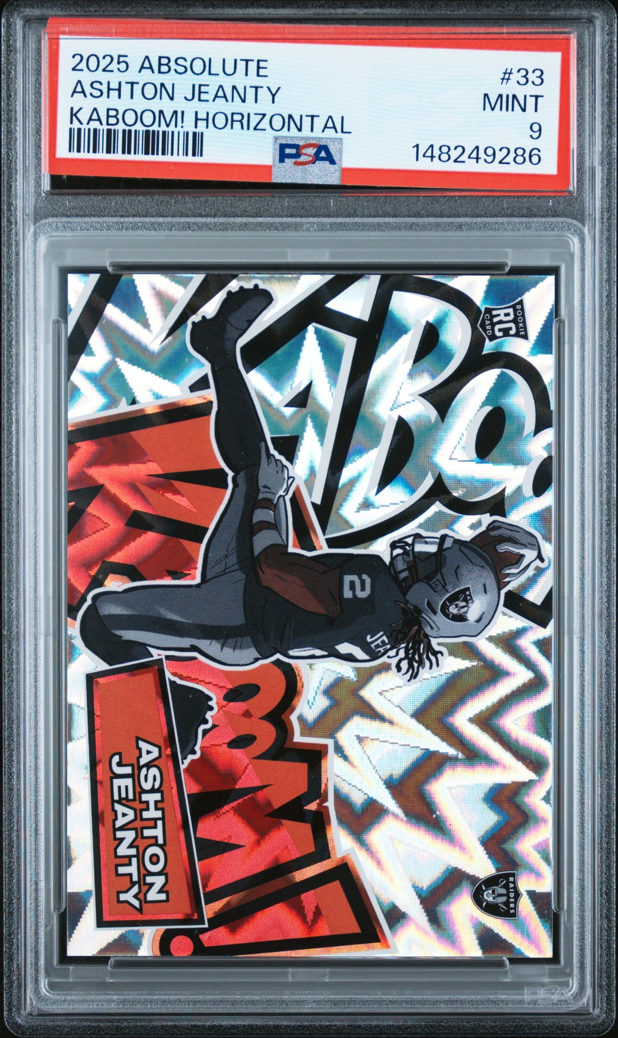 Ashton Jeanty 2025 Panini Absolute Kaboom! Horizontal Purple #33 PSA 9