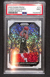 Giannis Antetokounmpo 2020-21 Panini Prizm White Sparkle Prizm #111 PSA 9