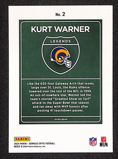 Kurt Warner 2024 Donruss Optic Downtown Legends #2