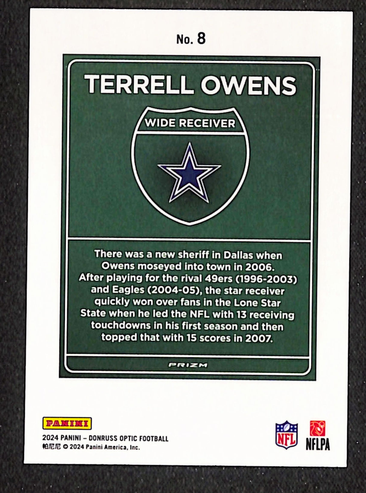 Terrell Owens 2024 Donruss Optic Downtown! #8