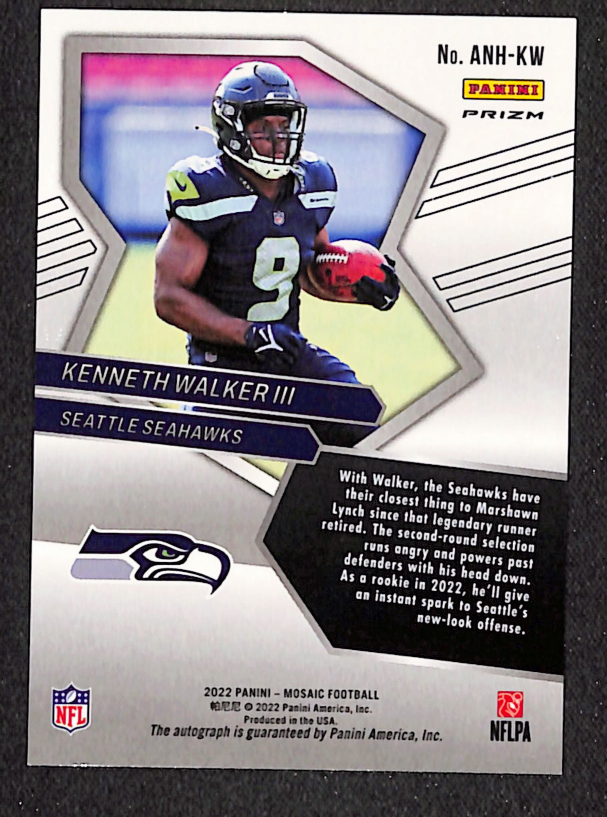 Kenneth Walker III 2022 Panini Mosaic Autographs No Huddle #ANH-KW