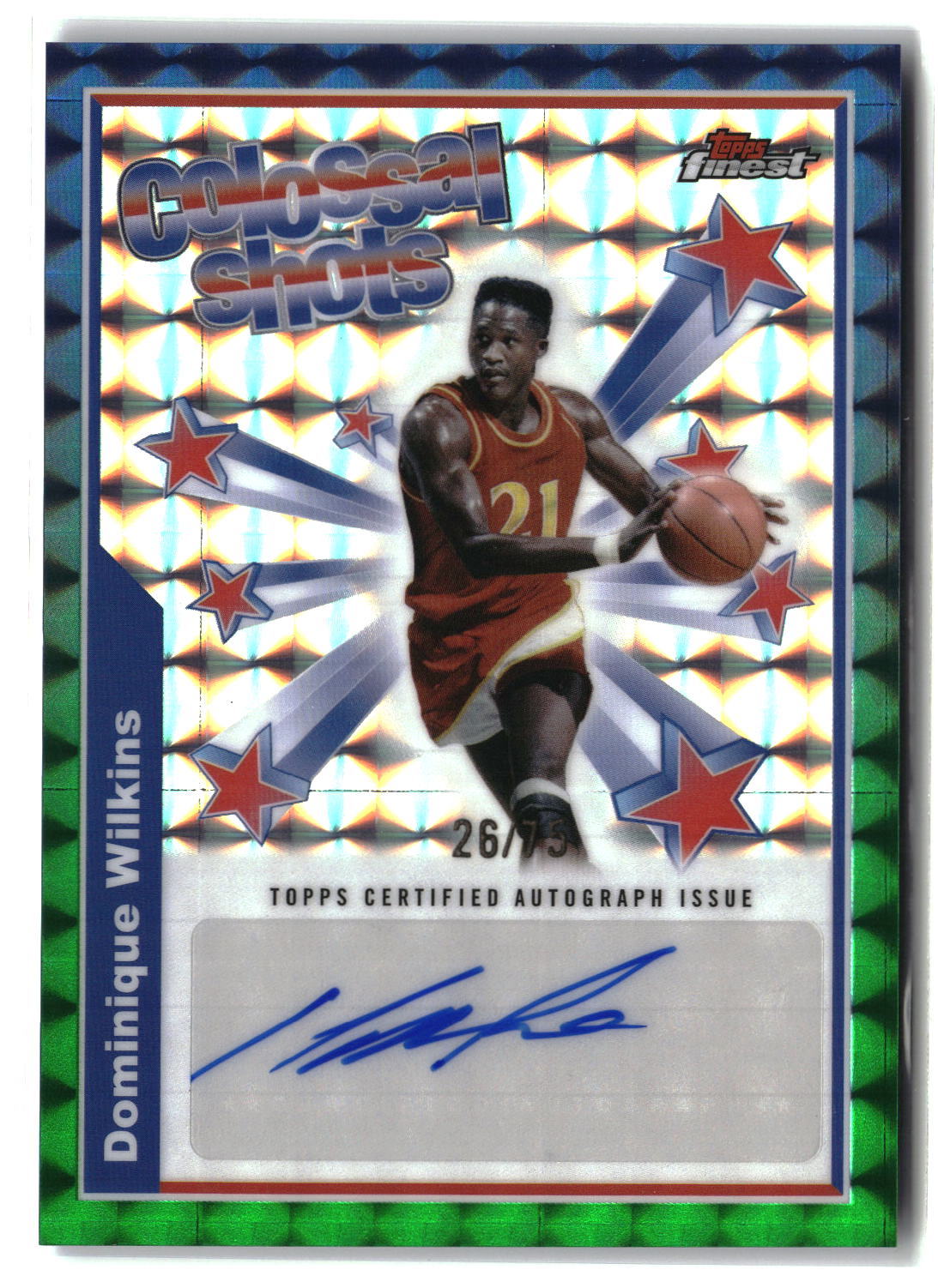 Dominique Wilkins 2024-25 Finest Colossal Shots Auto Green #BSA-DWI #/75