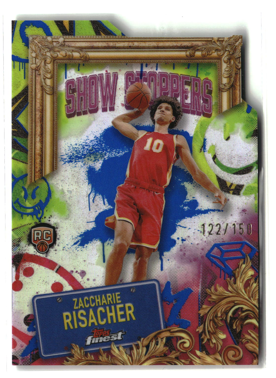 Zaccharie Risacher 2024-25 Finest Showstoppers Blue Refractor #S-23 #/150