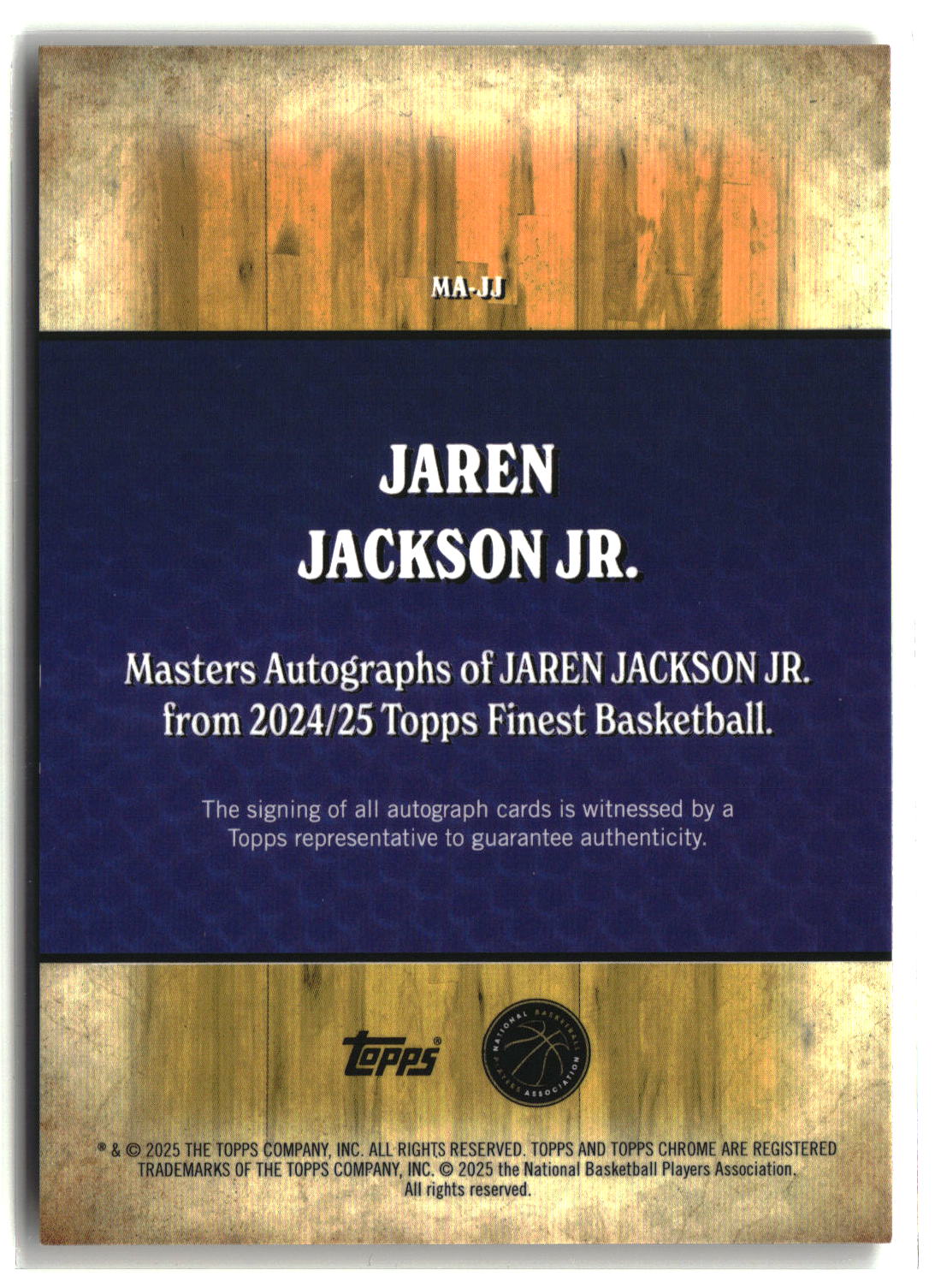 Jaren Jackson Jr. 2024-25 Finest Masters Auto Gold Geometric #MA-JJ #/50