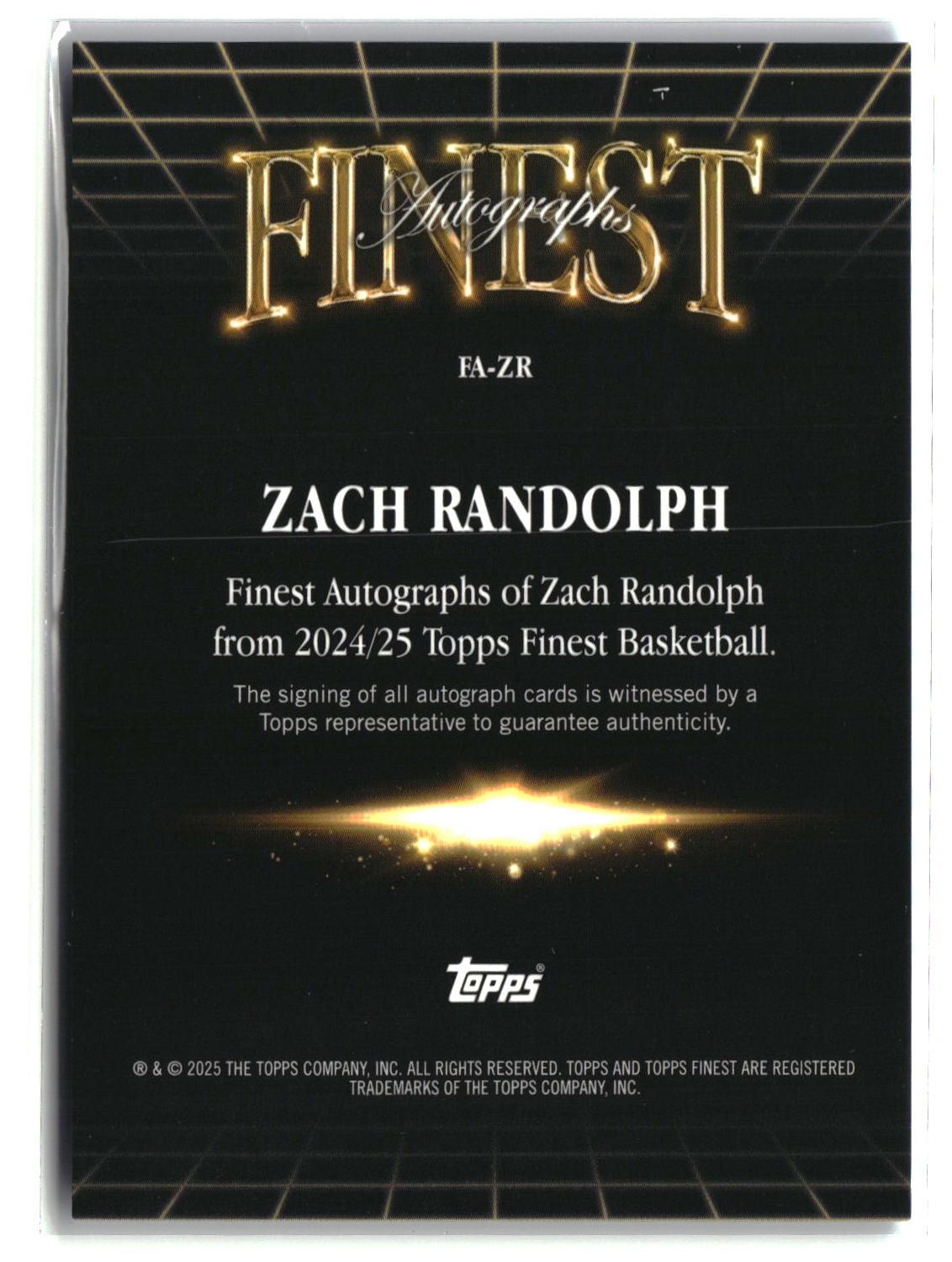 Zach Randolph 2024-25 Finest Autographs Blue Geometric Refractor #FA-ZR #/99