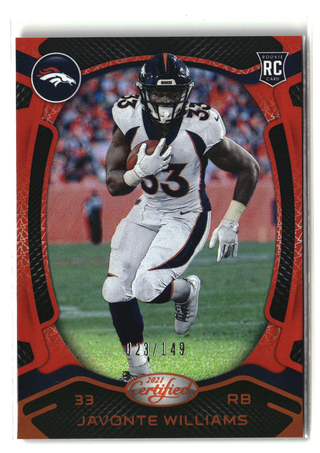 Javonte Williams 2021 Panini Certified Mirror Orange #115 #/149