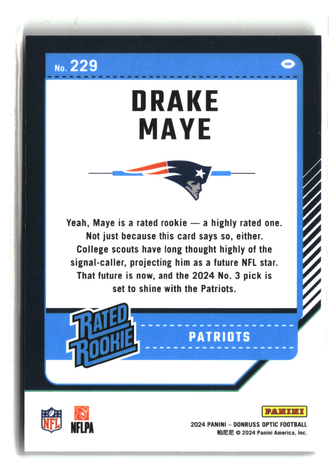 Drake Maye 2024 Donruss Optic #229