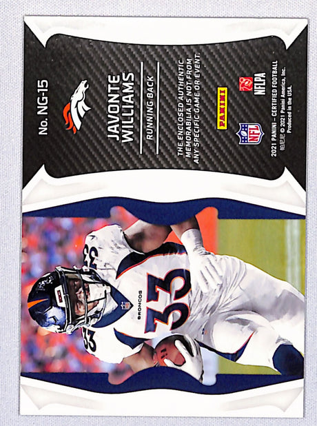 Javonte Williams 2021 Certified New Generation Jerseys Mirror Pink #NG-15 #/199