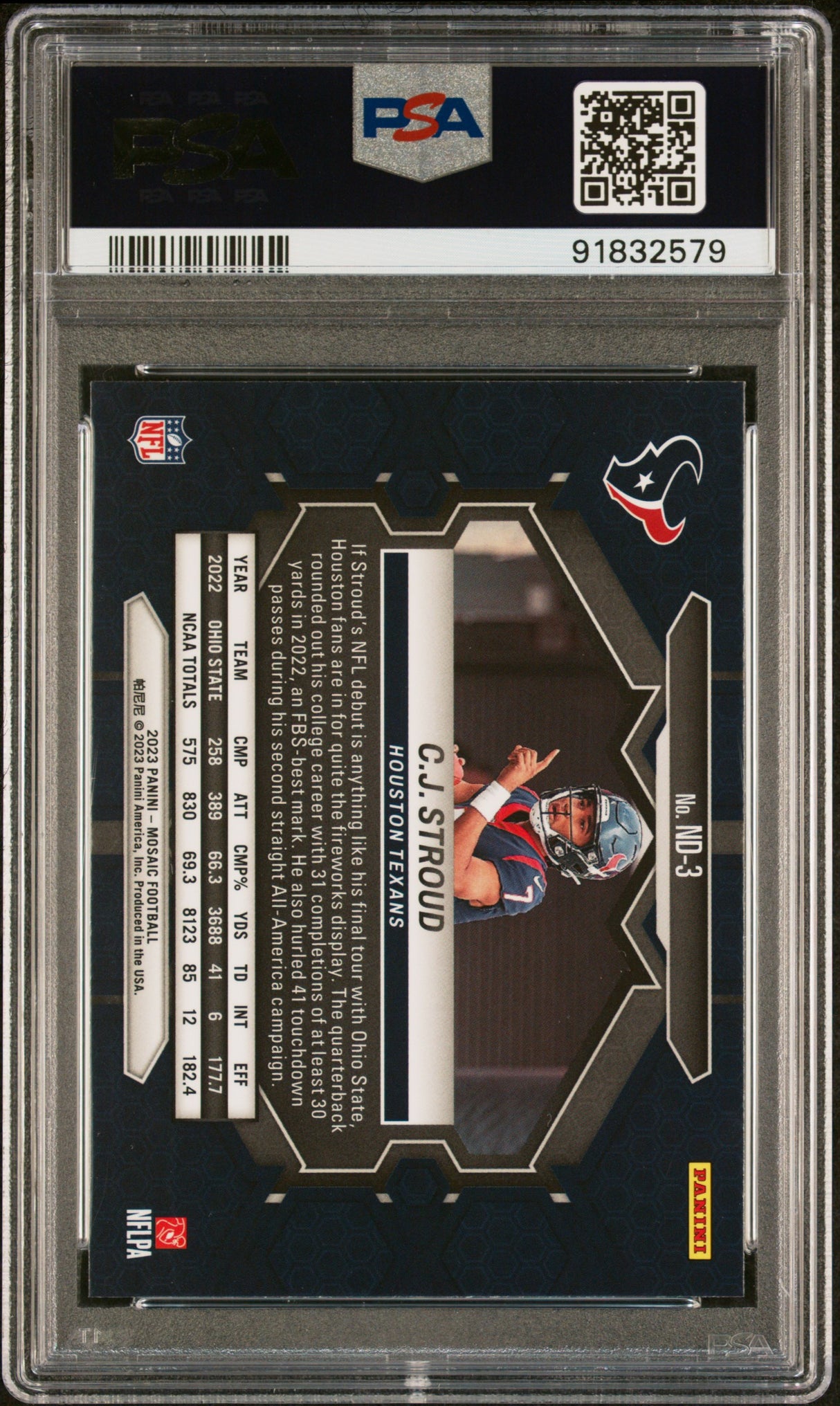 C.J. Stroud 2023 Panini Mosaic #ND-3 PSA 10