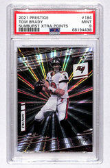Tom Brady 2021 Panini Prestige Xtra Points Sunburst #184 PSA 9