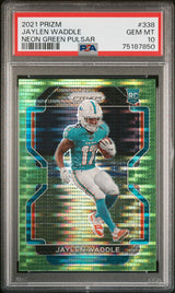 Jaylen Waddle 2021 Panini Prizm Neon Green Pulsar #338 PSA 10