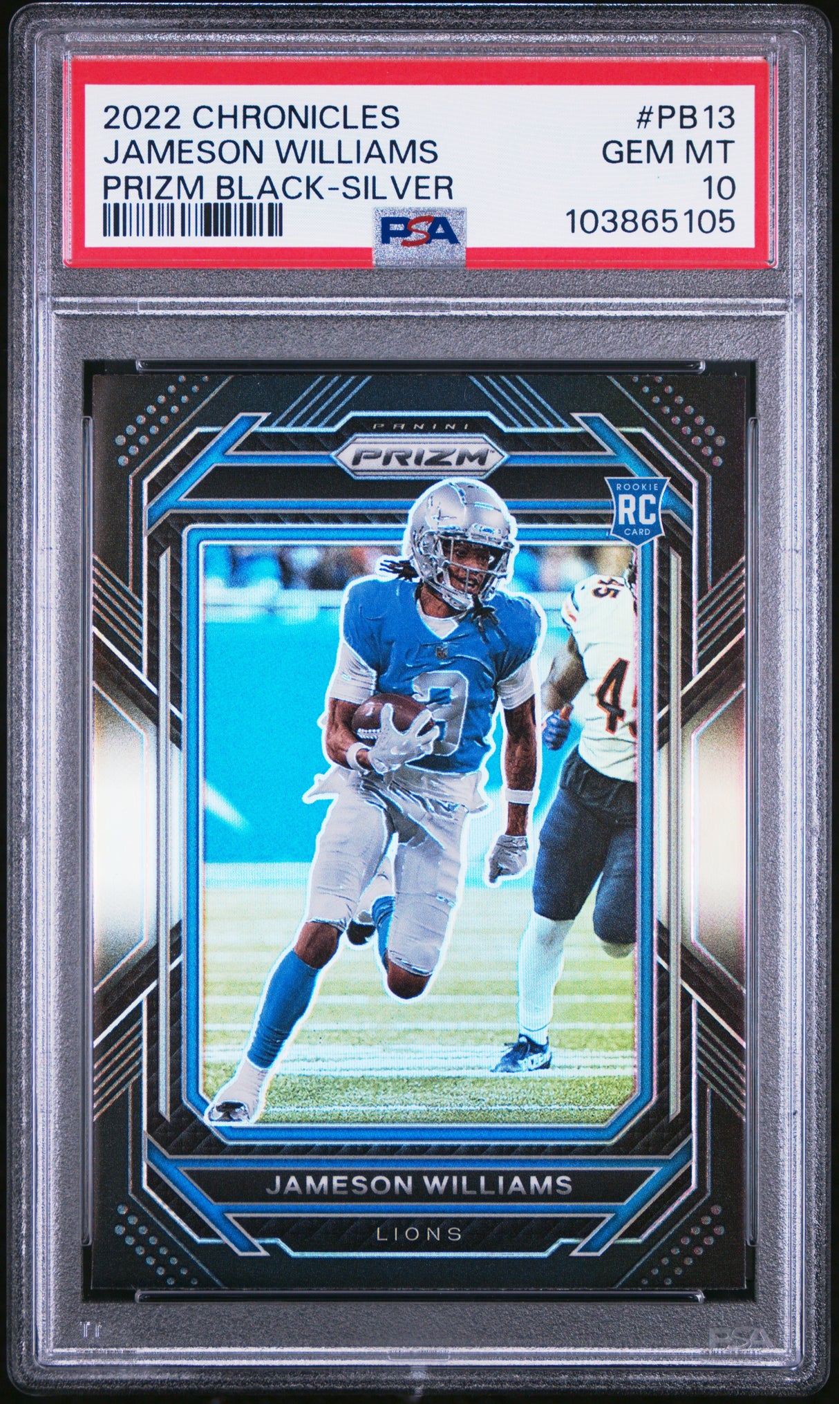 Jameson Williams 2022 Panini Chronicles Prizm Black Silver #PB-13 PSA 10