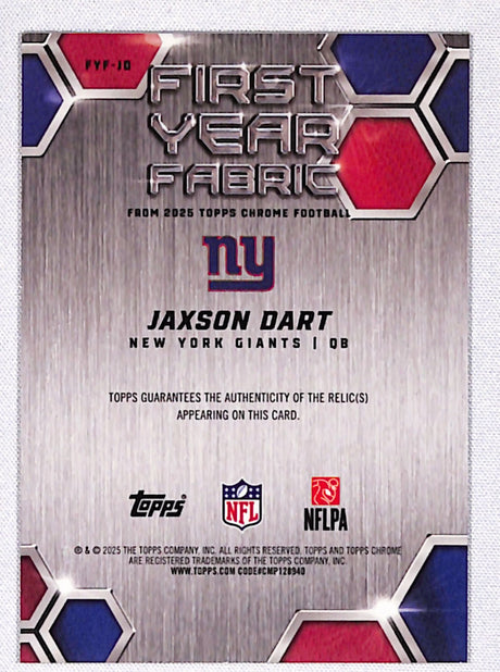 Jaxson Dart 2025 Topps Chrome First Year Fabric #FYF-JD
