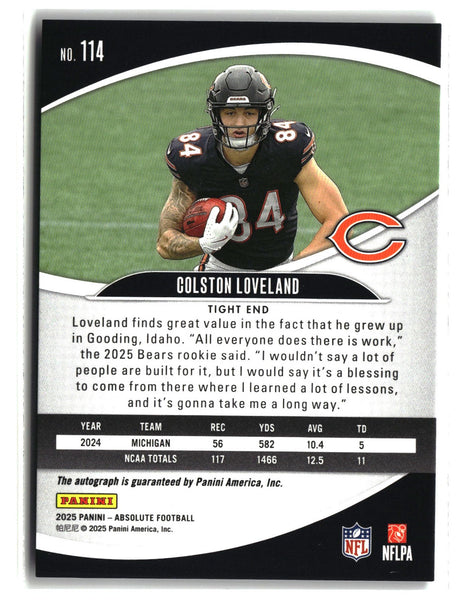 Colston Loveland 2025 Panini Absolute Signature Rookies #114