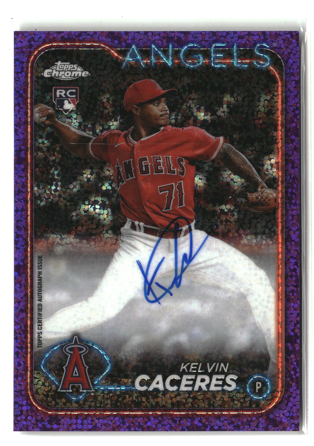 Kelvin Caceres 2024 Topps Chrome Rookie Autographs Purple Speckle #RA-KC #/299