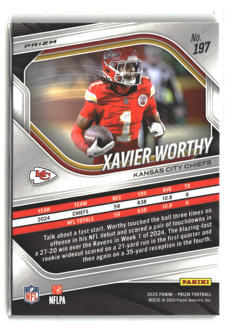 Xavier Worthy 2025 Panini Prizm Black and Red Checker #197