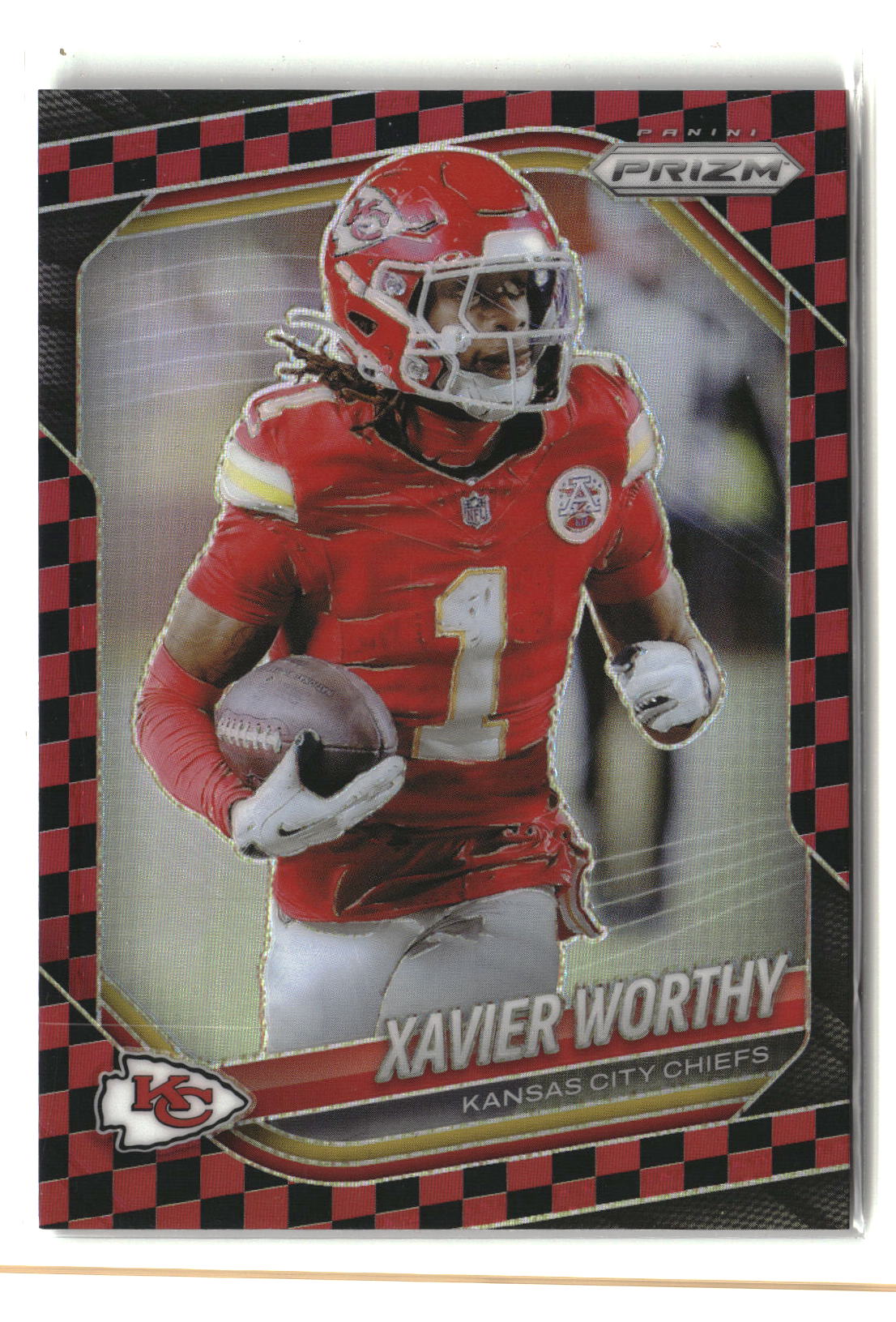 Xavier Worthy 2025 Panini Prizm Black and Red Checker #197