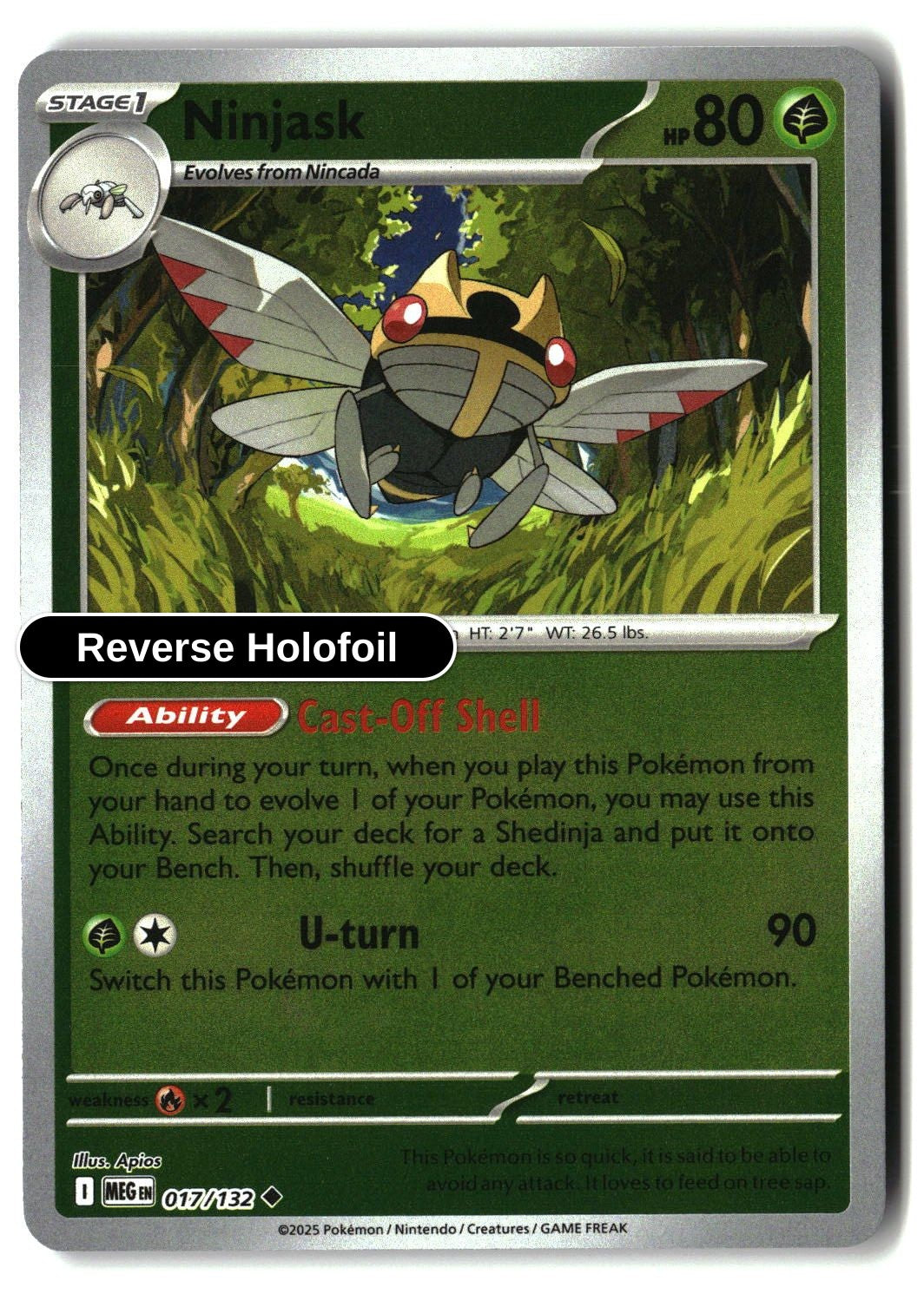 Ninjask - 017/132 - [MEG - ME01: Mega Evolution] - Reverse Holofoil
