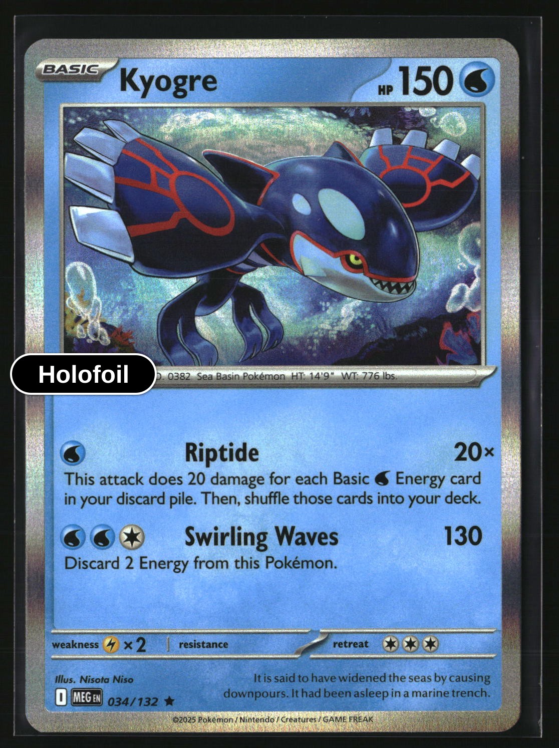 Kyogre - 034/132 - [MEG - ME01: Mega Evolution] - Holofoil