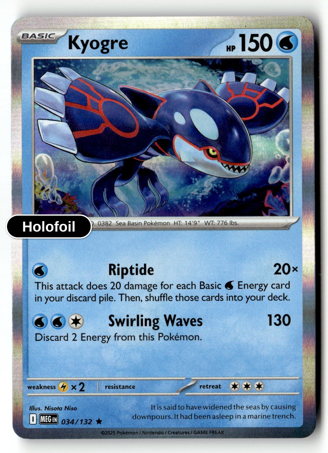 Kyogre - 034/132 - [MEG - ME01: Mega Evolution] - Holofoil