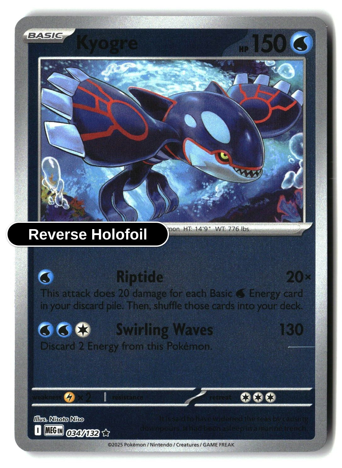 Kyogre - 034/132 - [MEG - ME01: Mega Evolution] - Reverse Holofoil