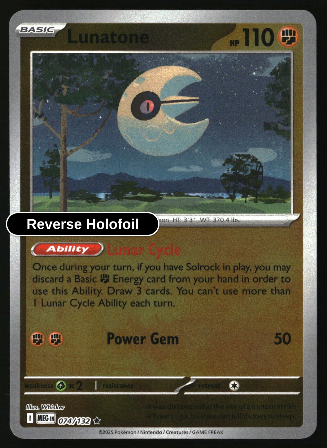 Lunatone - 074/132 - [MEG - ME01: Mega Evolution] - Reverse Holofoil
