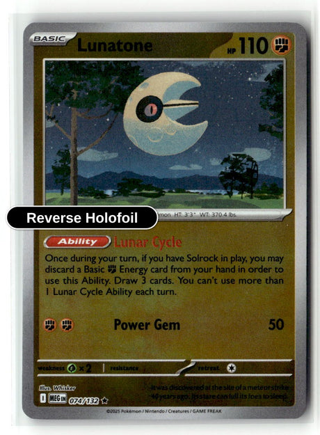 Lunatone - 074/132 - [MEG - ME01: Mega Evolution] - Reverse Holofoil