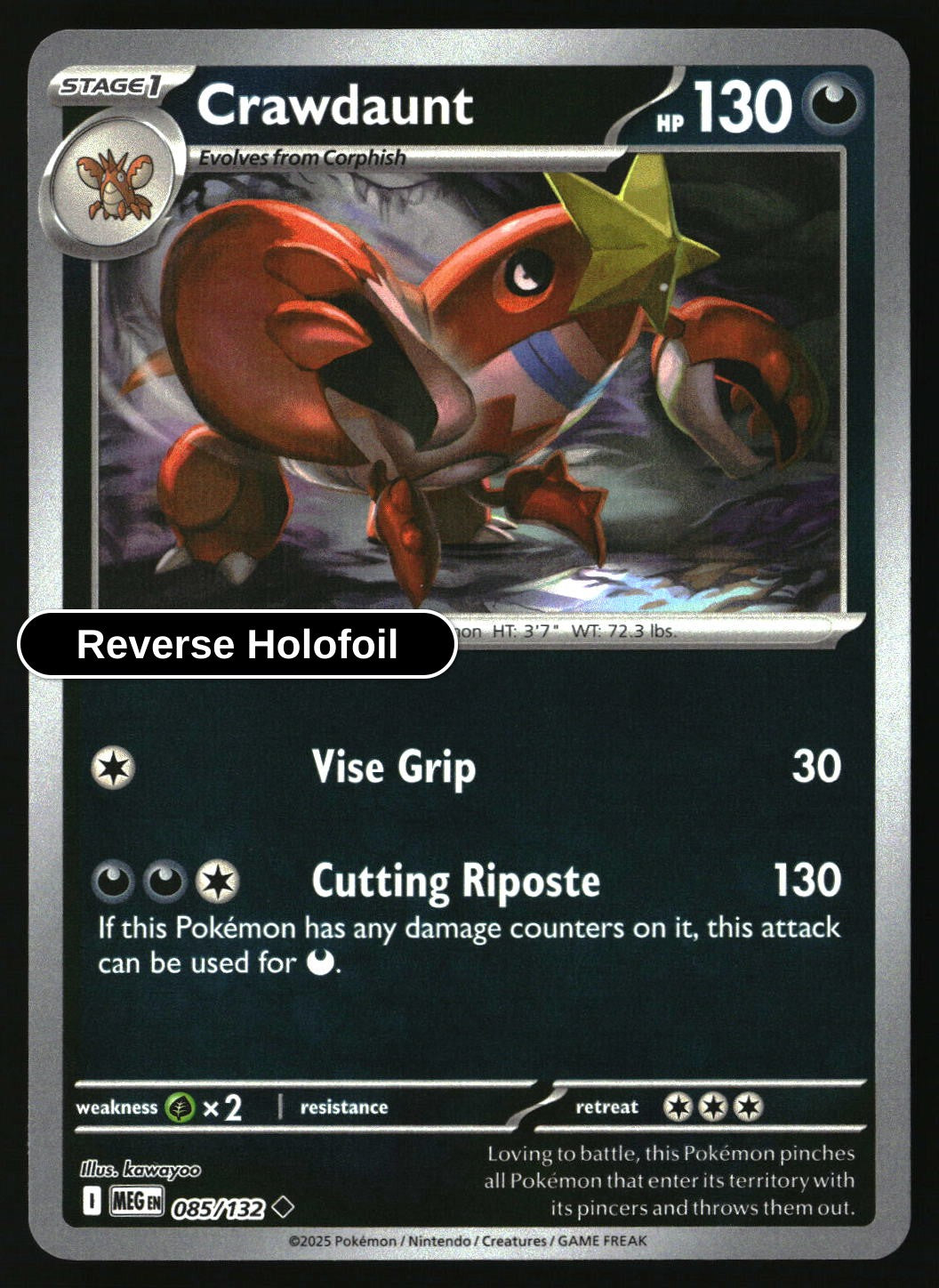 Crawdaunt - 085/132 - [MEG - ME01: Mega Evolution] - Reverse Holofoil