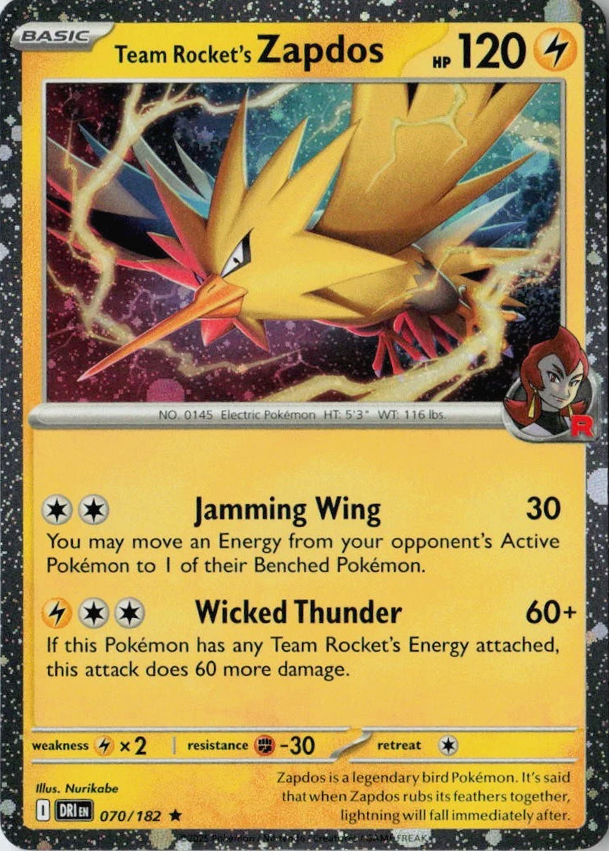 Team Rocket's Zapdos - 070/182 (Cosmos Holo)