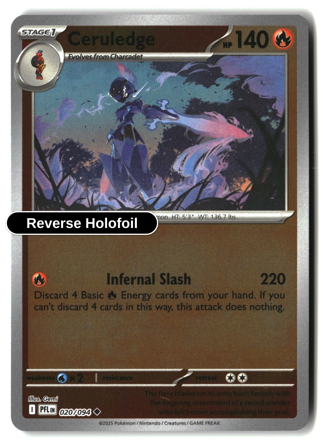 Ceruledge - 020/094 - [PFL - ME02: Phantasmal Flames] - Reverse Holofoil