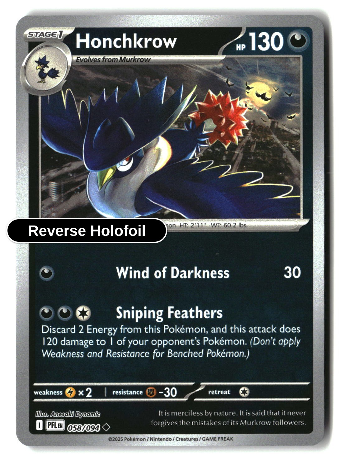 Honchkrow - 058/094 - [PFL - ME02: Phantasmal Flames] - Reverse Holofoil