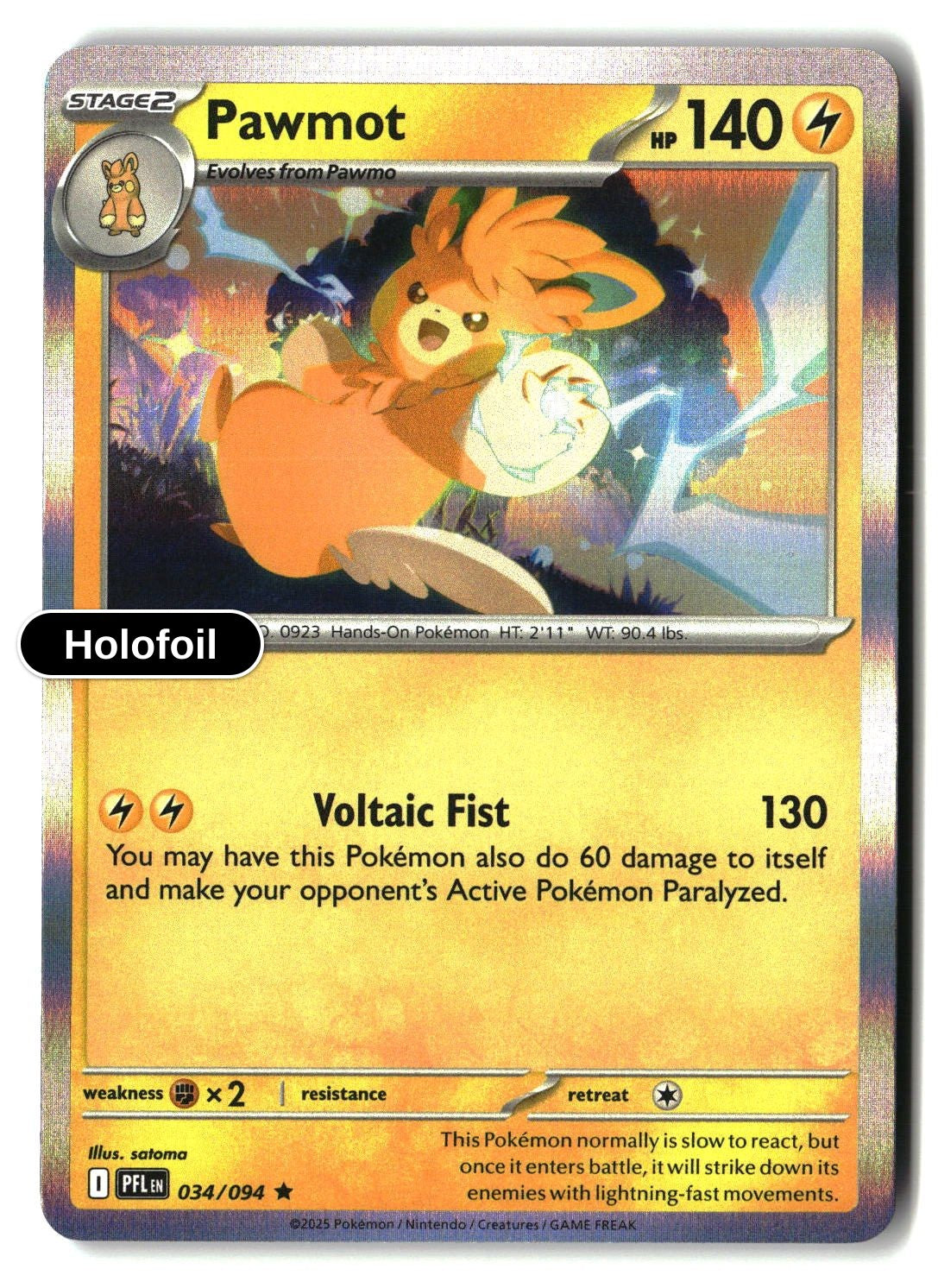 Pawmot - 034/094 - [PFL - ME02: Phantasmal Flames] - Holofoil