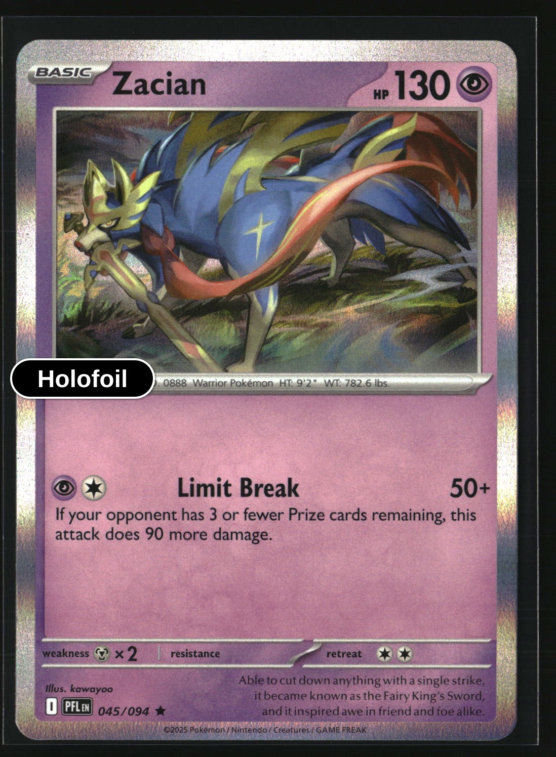 Zacian - 045/094 - [PFL - ME02: Phantasmal Flames] - Holofoil