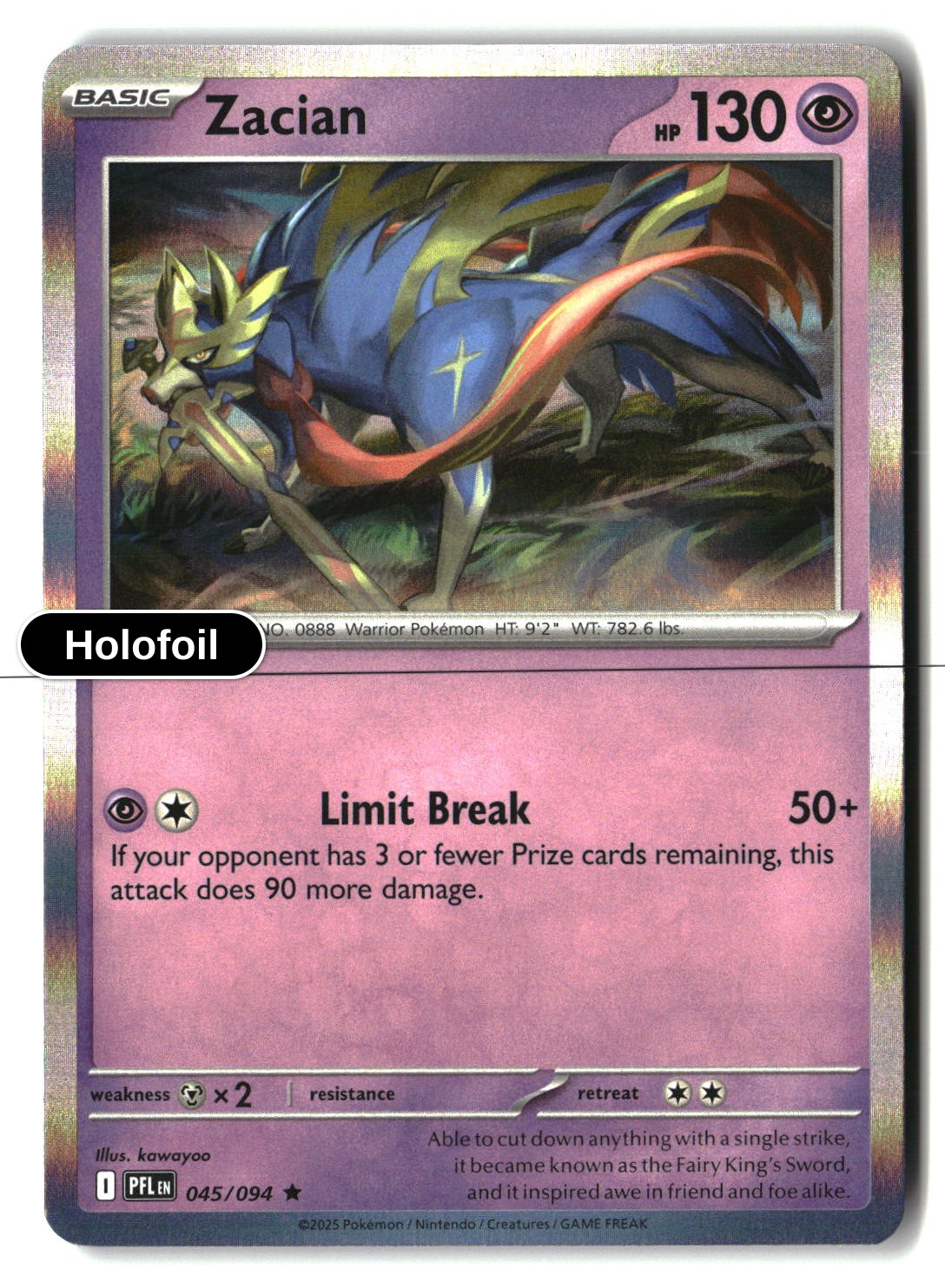 Zacian - 045/094 - [PFL - ME02: Phantasmal Flames] - Holofoil