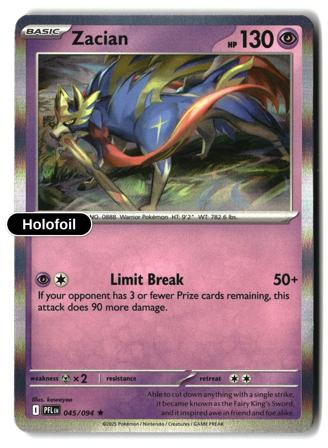 Zacian - 045/094 - [PFL - ME02: Phantasmal Flames] - Holofoil
