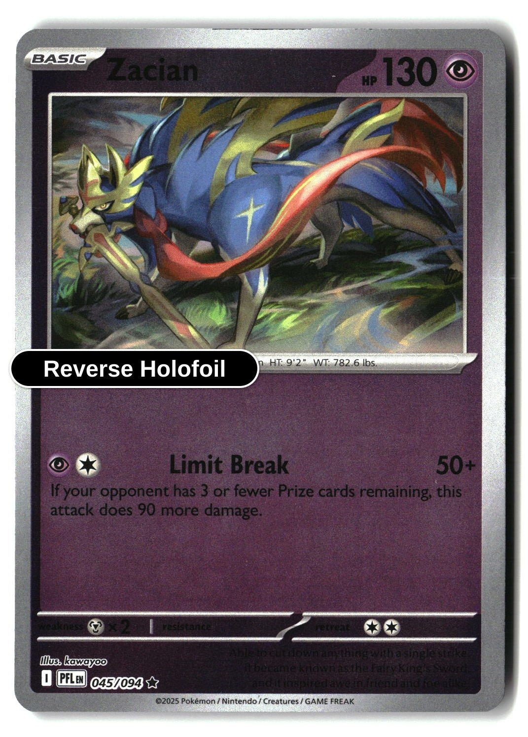 Zacian - 045/094 - [PFL - ME02: Phantasmal Flames] - Reverse Holofoil