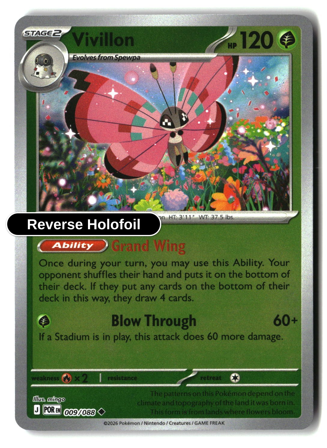 Vivillon - 009/088 - [POR - ME03: Perfect Order] - Reverse Holofoil