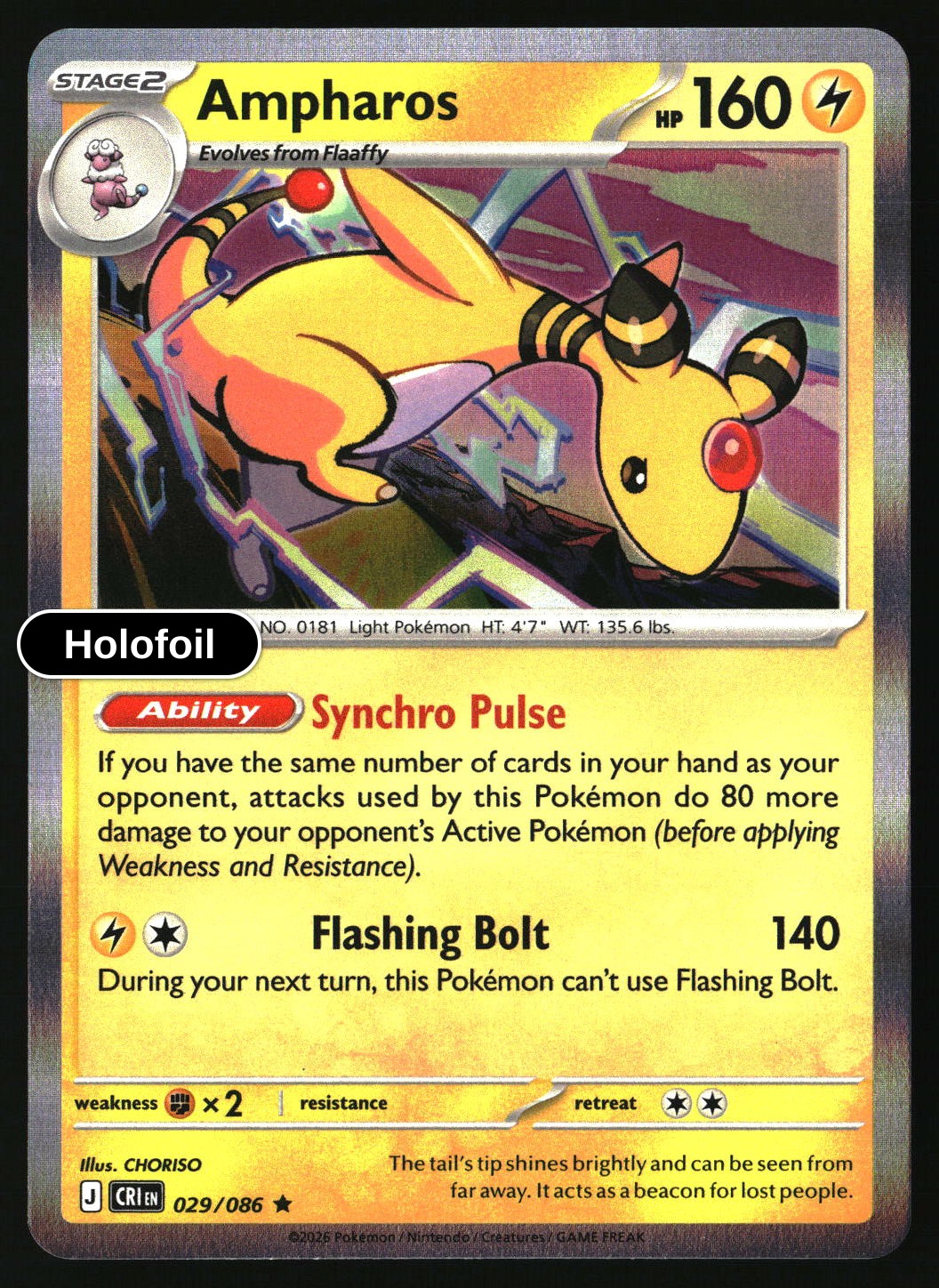 Ampharos - 029/086 - [CRI - ME04: Chaos Rising] - Holofoil